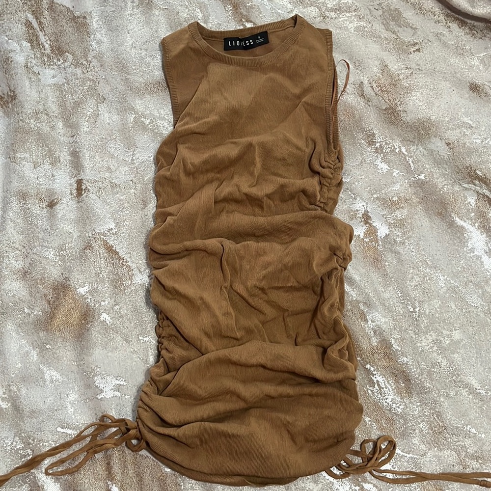 Brown lioness scrunch dress